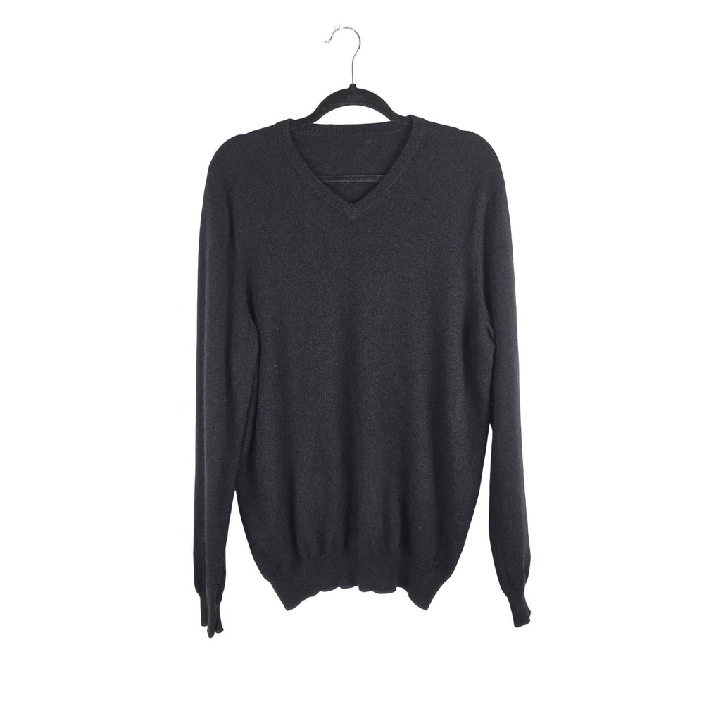 Mens Black Cashmere‎ Classic V Neck Sweater Long Sleeve Soft Knit Top